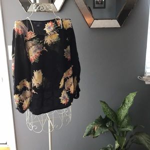 Anthro floral print 100% silk blouse
